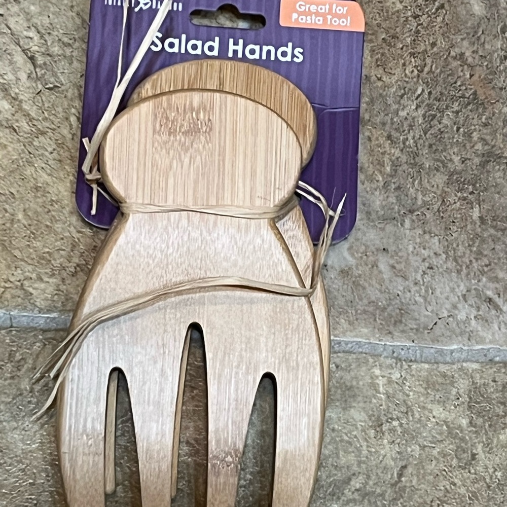 Totally Bamboo Wood Salad Hands Tossing/Serving Forks - 2 Piece Set (7")